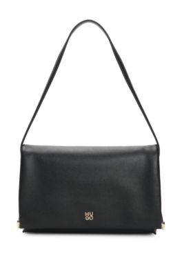 Faux-leather shoulder bag, Black