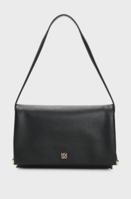 Faux-leather shoulder bag, Black
