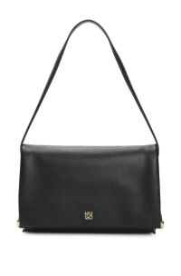 Faux-leather shoulder bag, Black