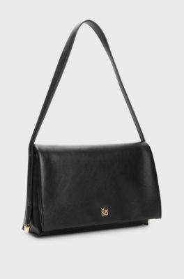 Faux-leather shoulder bag, Black