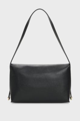 Faux-leather shoulder bag, Black