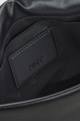 Faux-leather shoulder bag, Black