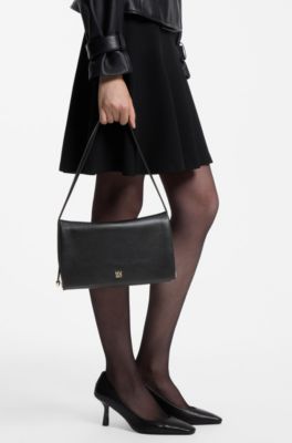Faux-leather shoulder bag, Black