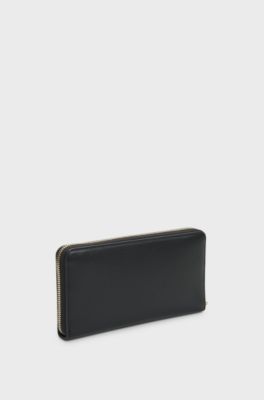 Ziparound faux-leather wallet, Black