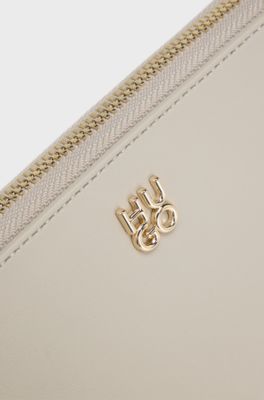 Ziparound faux-leather wallet, Light Beige