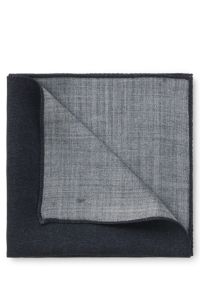 Melange pocket square in wool and silk, Dark Blue