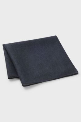 Melange pocket square in wool and silk, Dark Blue