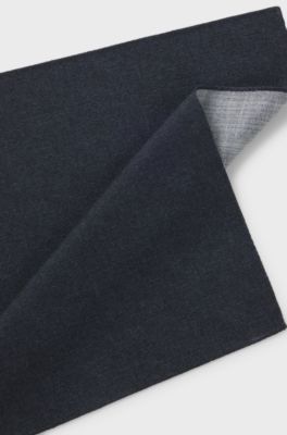 Melange pocket square in wool and silk, Dark Blue