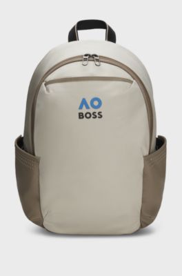 BOSS x AO logo-print backpack, Light Beige