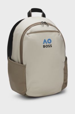 BOSS x AO logo-print backpack, Light Beige