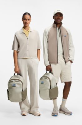 BOSS x AO logo-print backpack, Light Beige