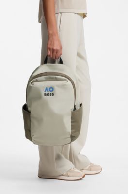 BOSS x AO logo-print backpack, Light Beige
