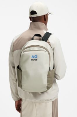 BOSS x AO logo-print backpack, Light Beige