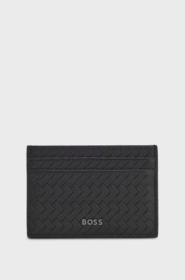 BOSS ONE leather card holder, Black