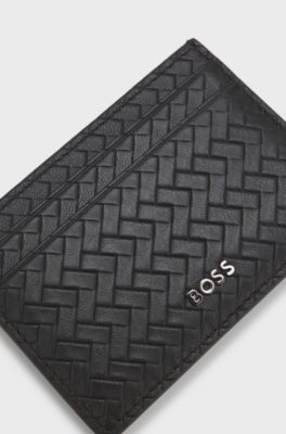 BOSS ONE leather card holder, Black
