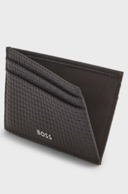 Woven-pattern wallet, Dark Brown