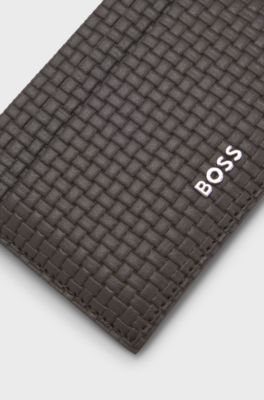 Woven-pattern wallet, Dark Brown