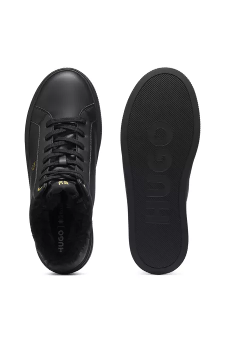 Baskets mi-montantes en cuir avec semelle cupsole et doublure en peau lainée