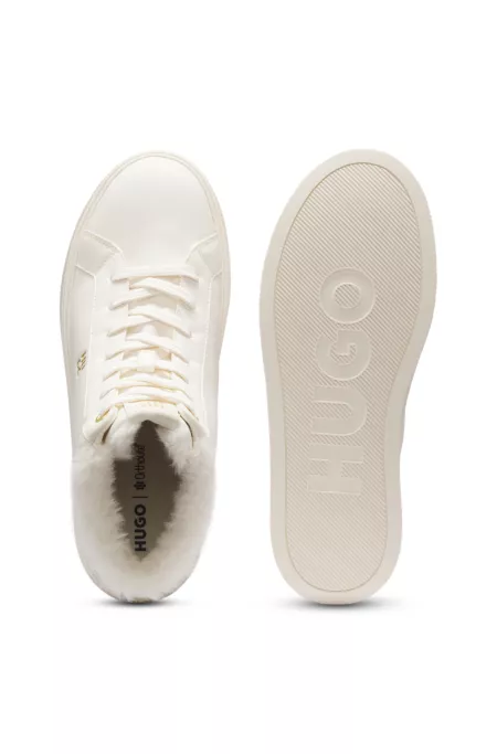 Mid-cut leather cupsole trainers with shearling