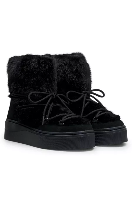 Bottines à plateforme avec tige en fourrure synthétique