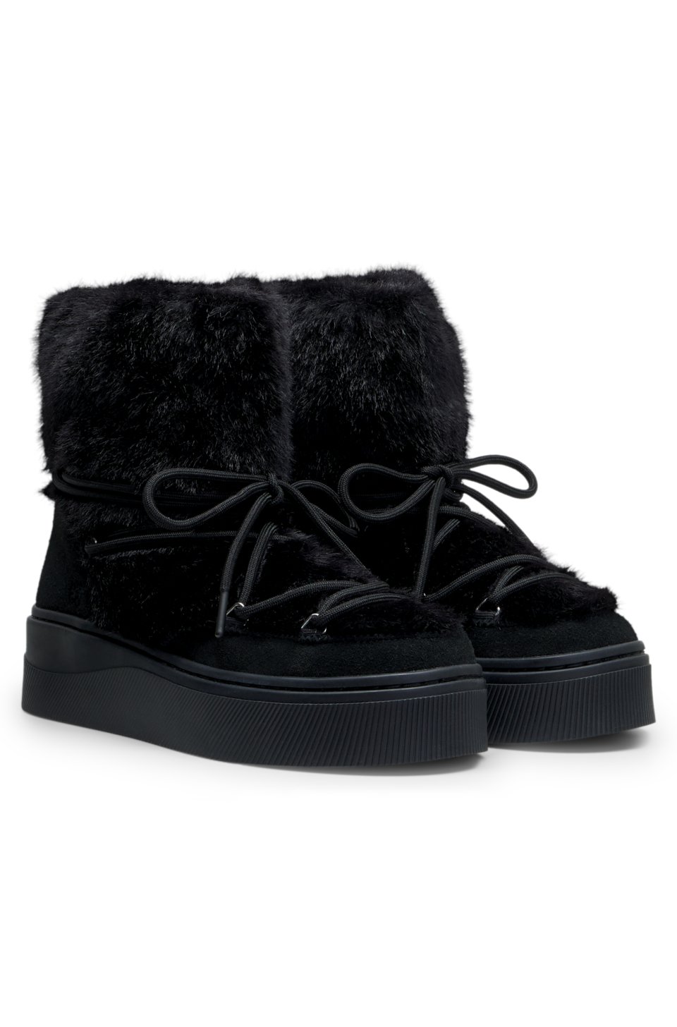 Platform boots with faux-fur uppers