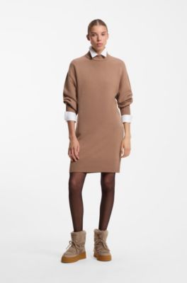 Platform boots with faux-fur uppers, Light Brown