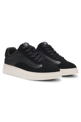 Mixed-material cupsole trainers with debossed logo