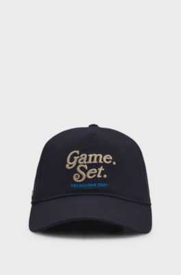 BOSS x AO slogan cap, Dark Blue