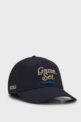 BOSS x AO slogan cap, Dark Blue