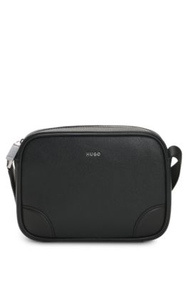 Recycled-leather crossbody bag, Black