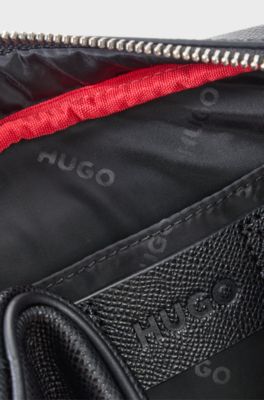 Recycled-leather crossbody bag, Black