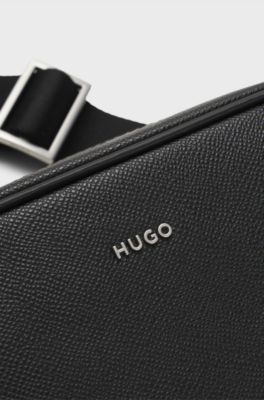 Recycled-leather crossbody bag, Black