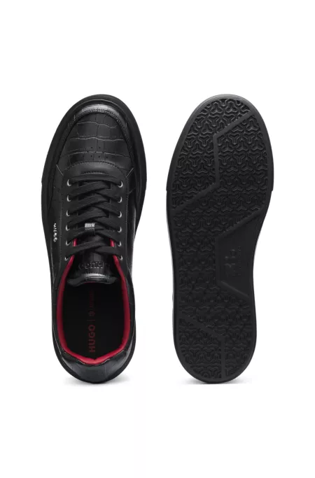 Crocodile-print trainers in faux leather with platform sole