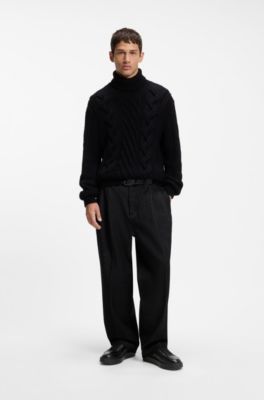Sneakers in similpelle con stampa stile coccodrillo e suola con plateau, Nero
