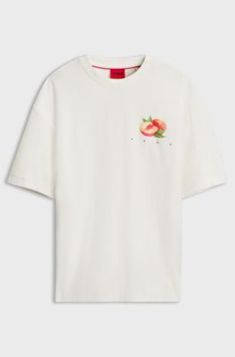 Cotton-jersey T-shirt with graphic print, Natural