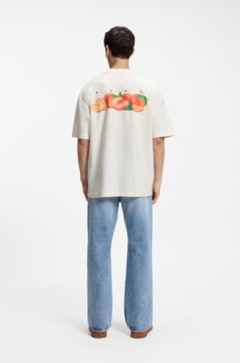 Cotton-jersey T-shirt with graphic print, Natural