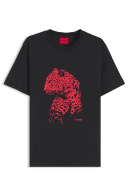 Graphic-print T-shirt in cotton jersey, Black