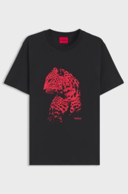 Graphic-print T-shirt in cotton jersey, Black