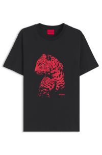 Graphic-print T-shirt in cotton jersey, Black