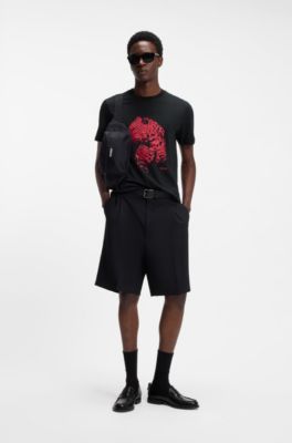 T-shirt en jersey de coton &agrave; imprim&eacute; graphique, Noir