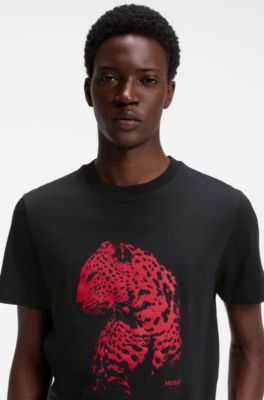 T-shirt en jersey de coton &agrave; imprim&eacute; graphique, Noir