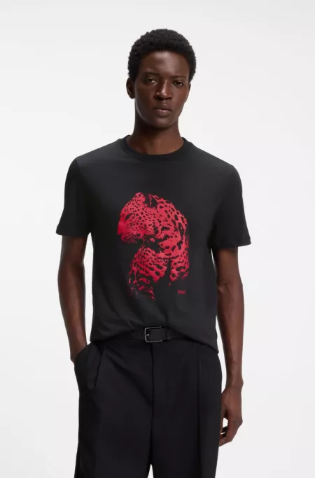 Graphic-print T-shirt in cotton jersey