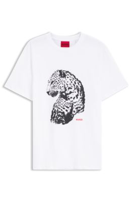 Graphic-print T-shirt in cotton jersey, White