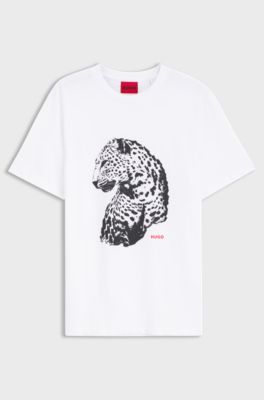 T-shirt in jersey di cotone con grafica stampata, Bianco