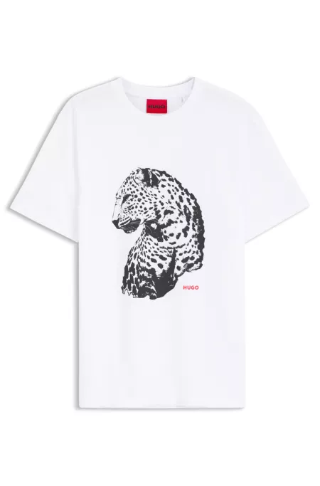 Graphic-print T-shirt in cotton jersey