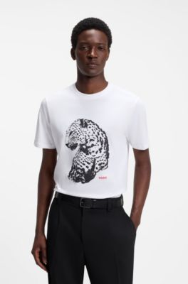 Graphic-print T-shirt in cotton jersey, White