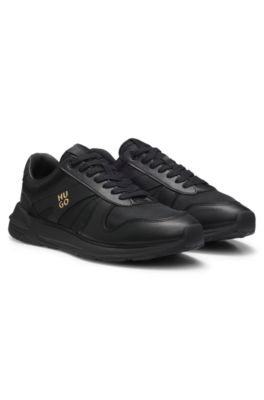 Metallic-logo trainers, Black