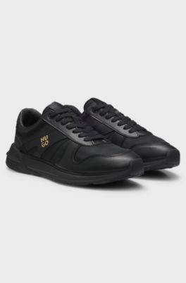 Metallic-logo trainers, Black