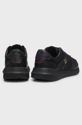 Metallic-logo trainers, Black