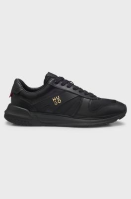 Metallic-logo trainers, Black